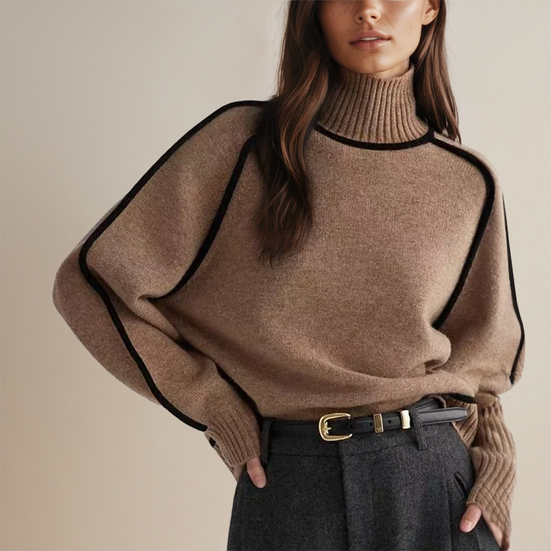 Koryn | Elegant Turtleneck Sweater with Contrast Accents