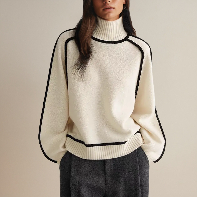 Koryn | Elegant Turtleneck Sweater with Contrast Accents