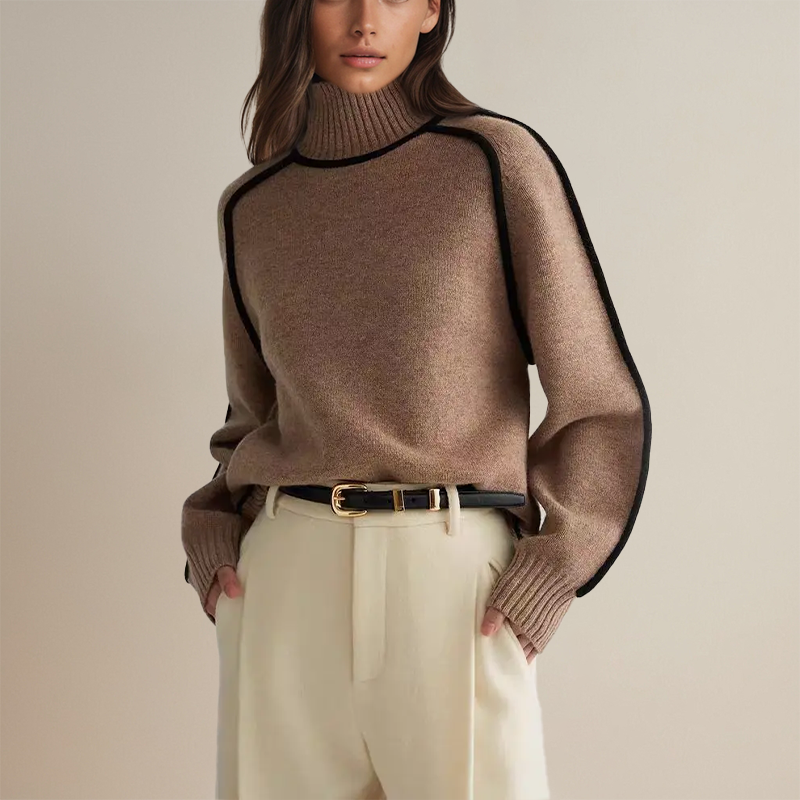 Koryn | Elegant Turtleneck Sweater with Contrast Accents