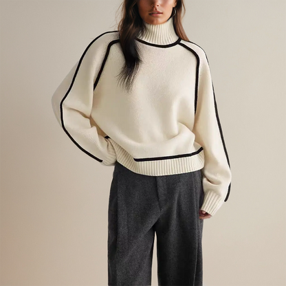 Koryn | Elegant Turtleneck Sweater with Contrast Accents