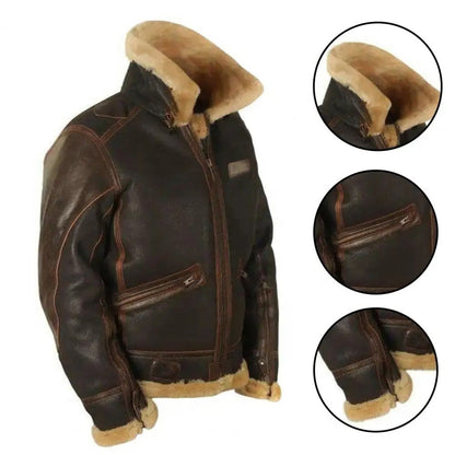 Men's Faux Leather Zipper Lapel Jacket - Coldproof Streetwear