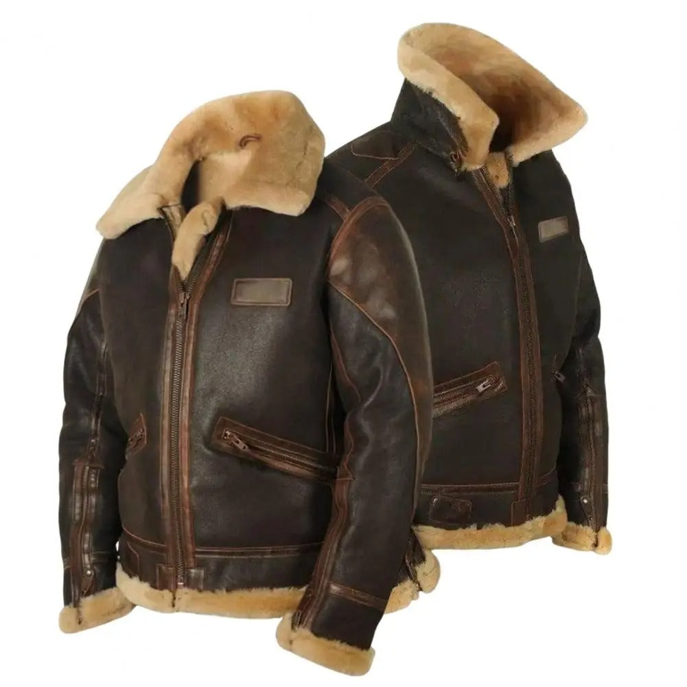 Men's Faux Leather Zipper Lapel Jacket - Coldproof Streetwear