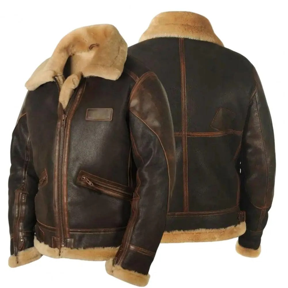 Men's Faux Leather Zipper Lapel Jacket - Coldproof Streetwear